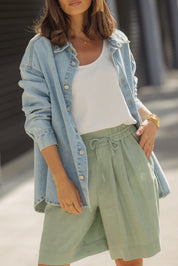 BASEN Shacket Light Blue Denim