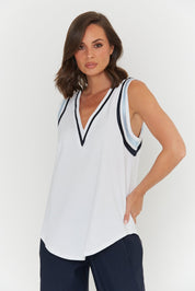 JOBAK Singlet White & Blue