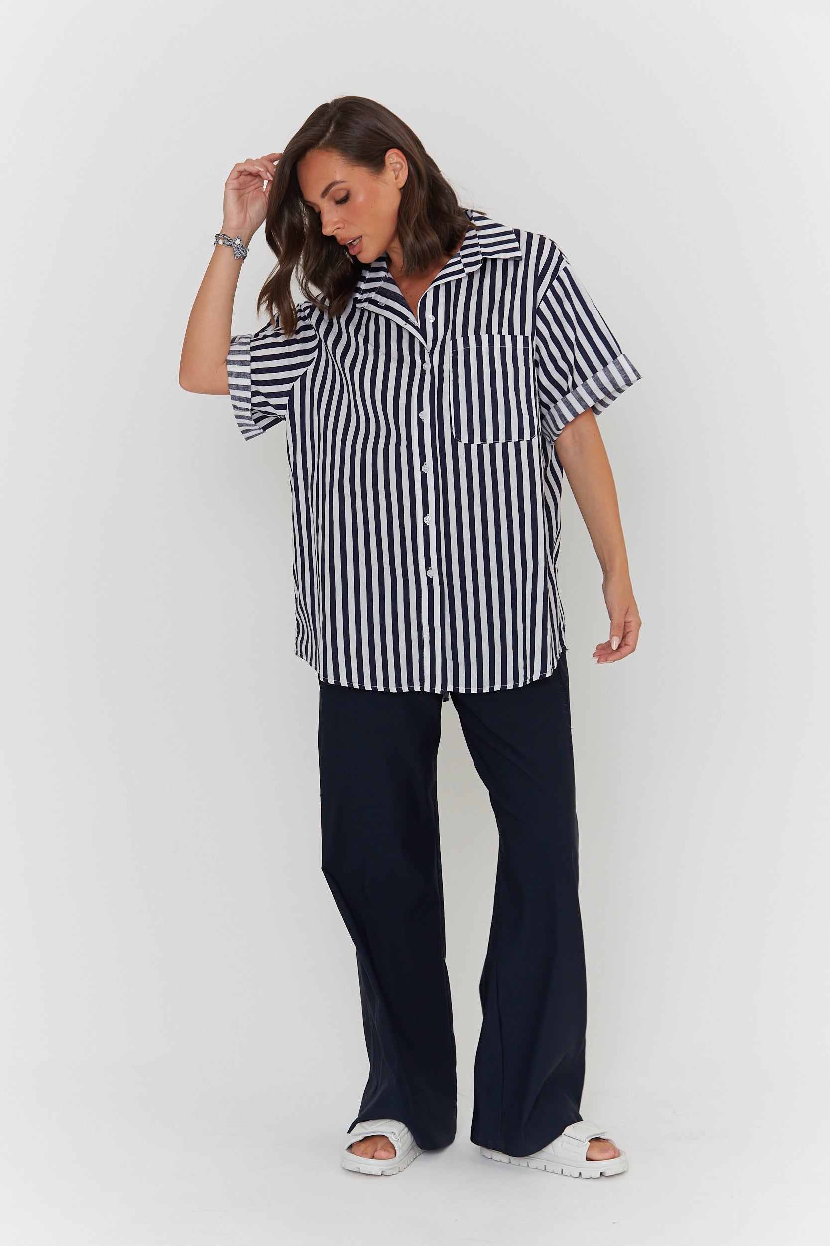 ROGUE Shirt Navy Wide Stripe