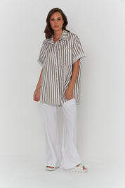 ROGUE Shirt Taupe Stripe