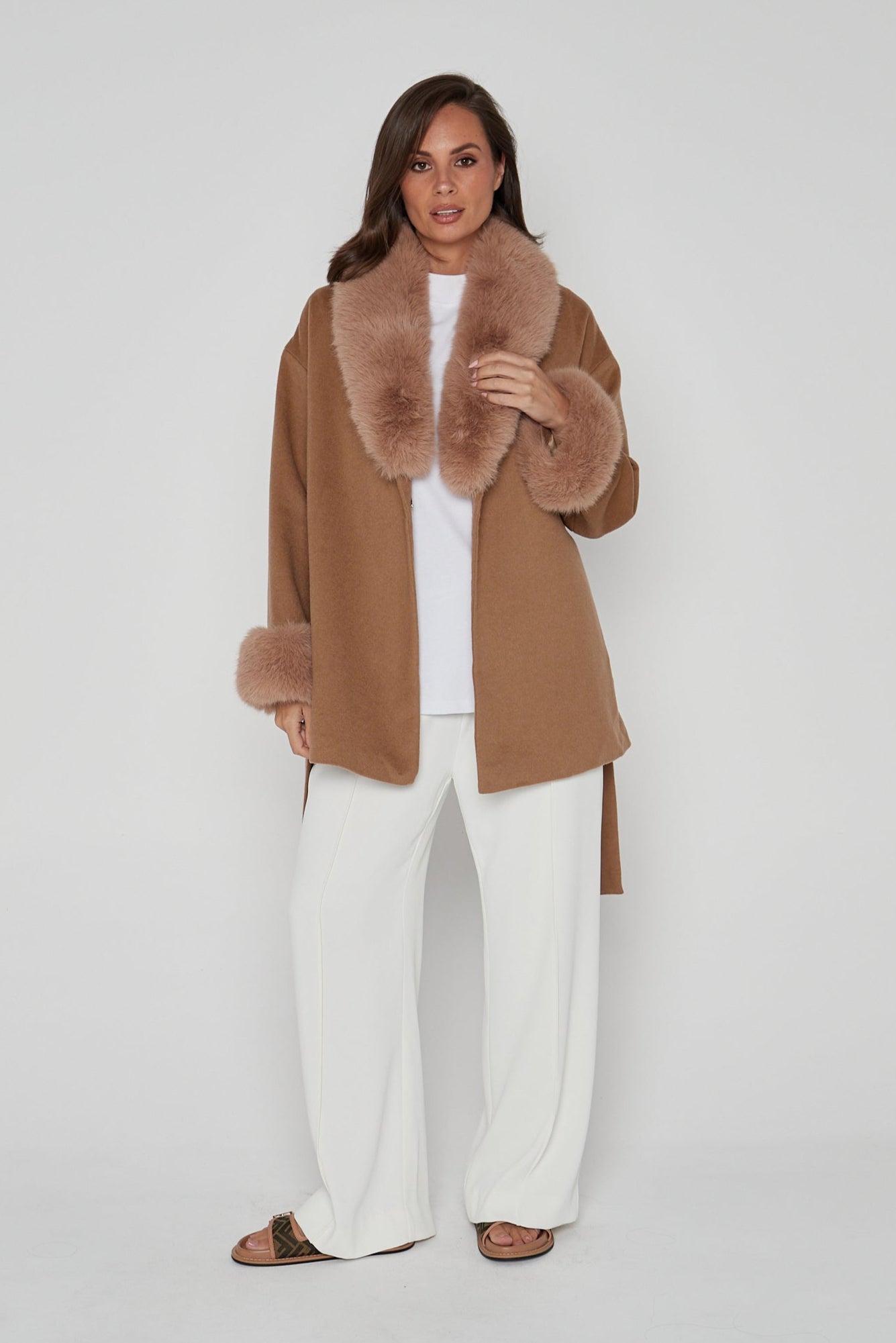 CARLO Faux Coat Tan