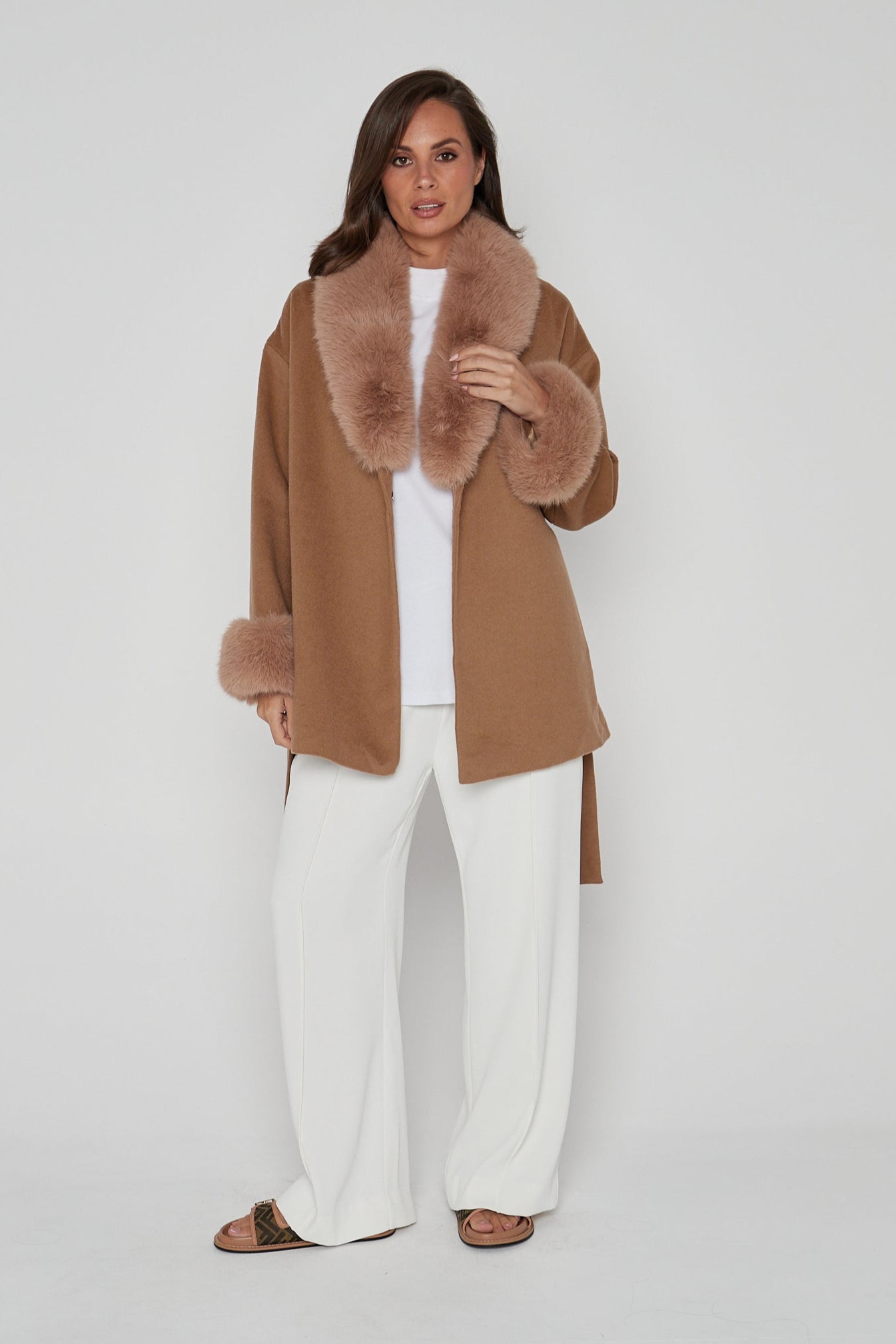 CARLO Faux Coat Tan