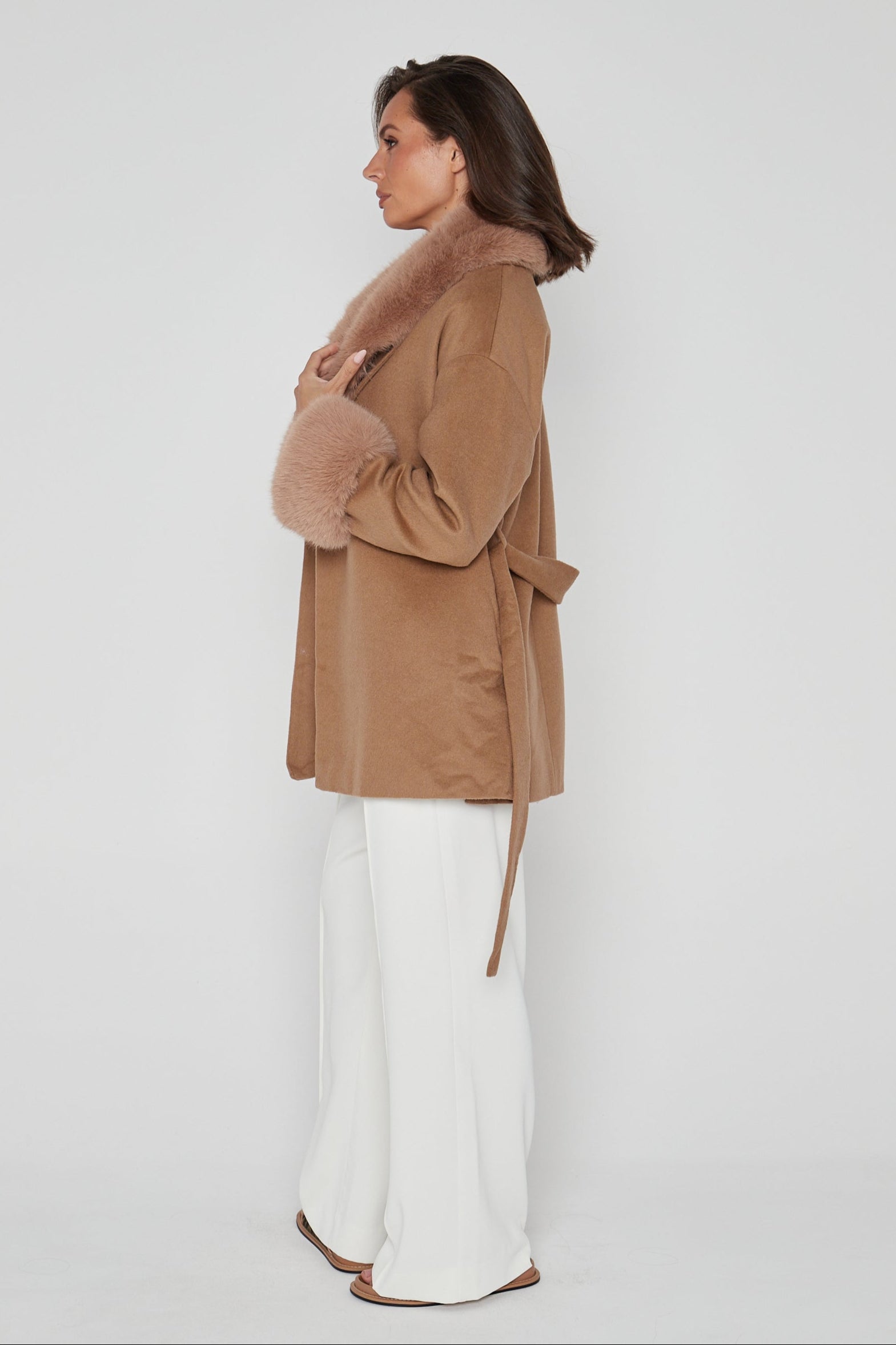 CARLO Faux Coat Tan