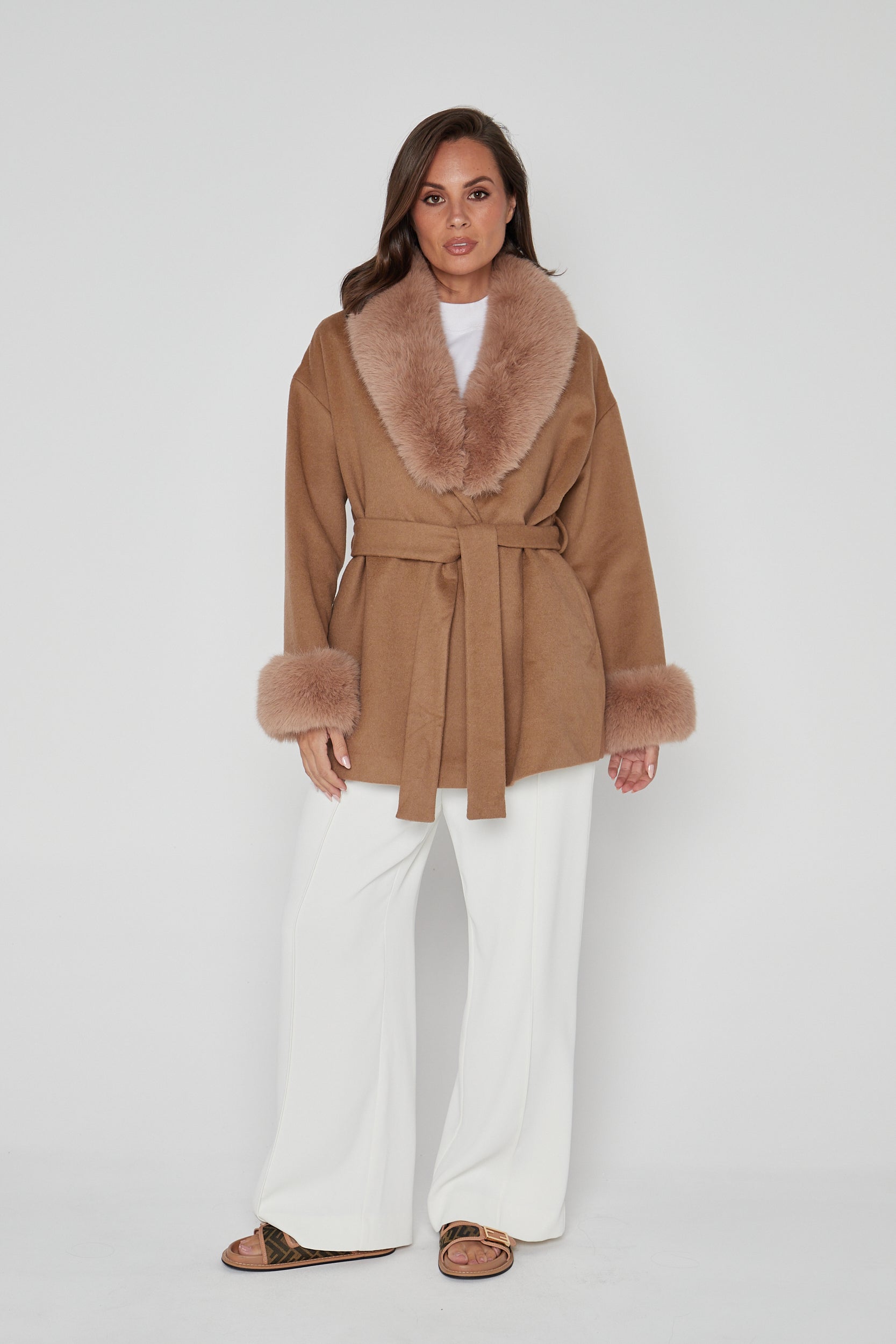 CARLO Faux Coat Tan