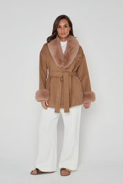 CARLO Faux Coat Tan