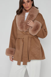 CARLO Faux Coat Tan