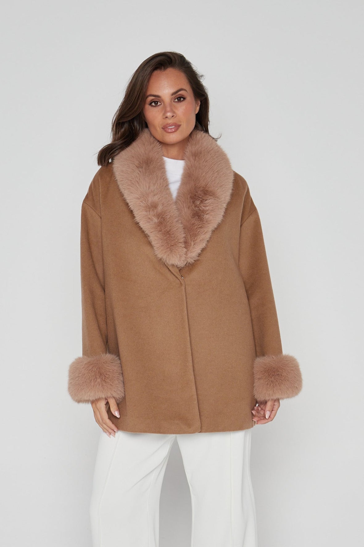 CARLO Faux Coat Tan