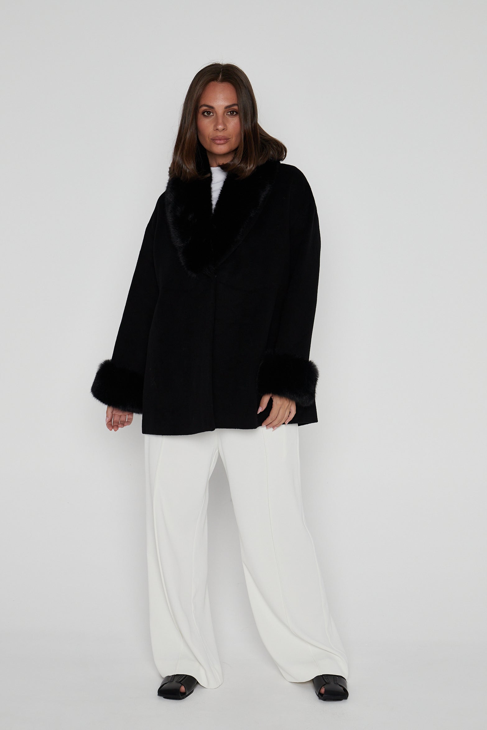 CARLO Faux Coat Black