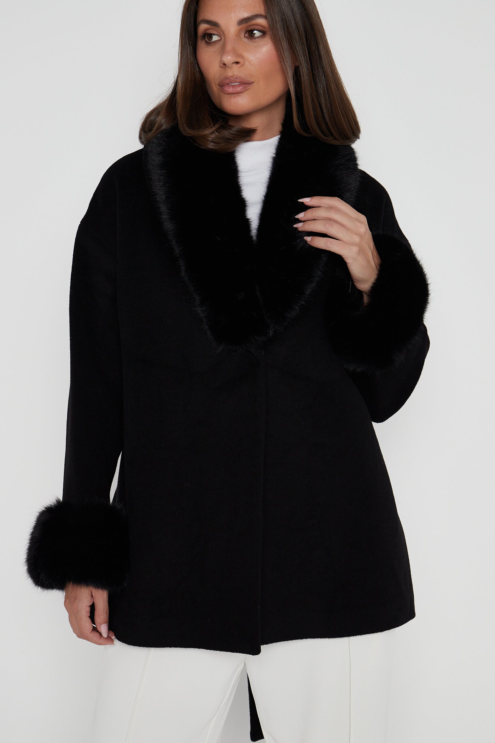 CARLO Faux Coat Black