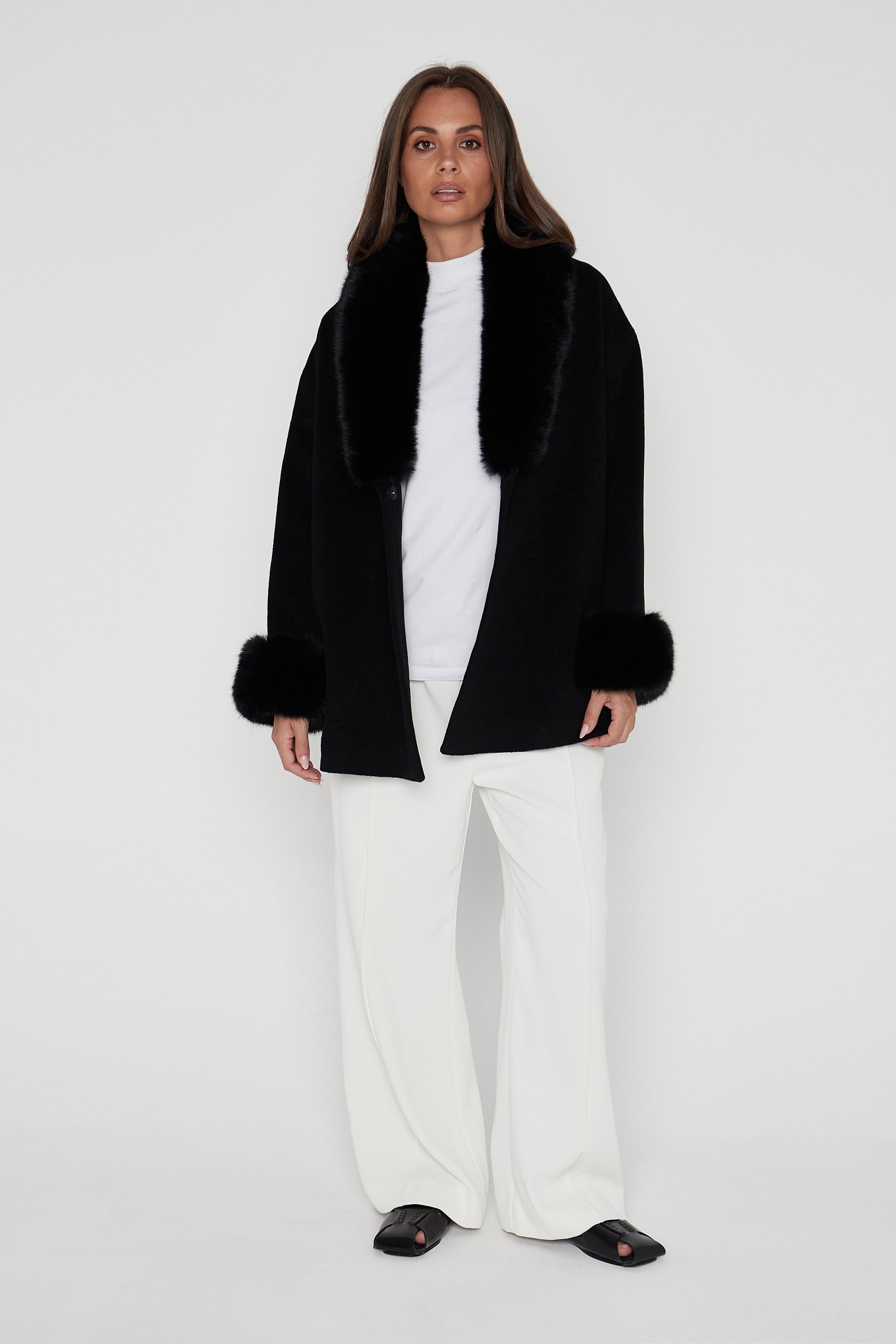 CARLO Faux Coat Black