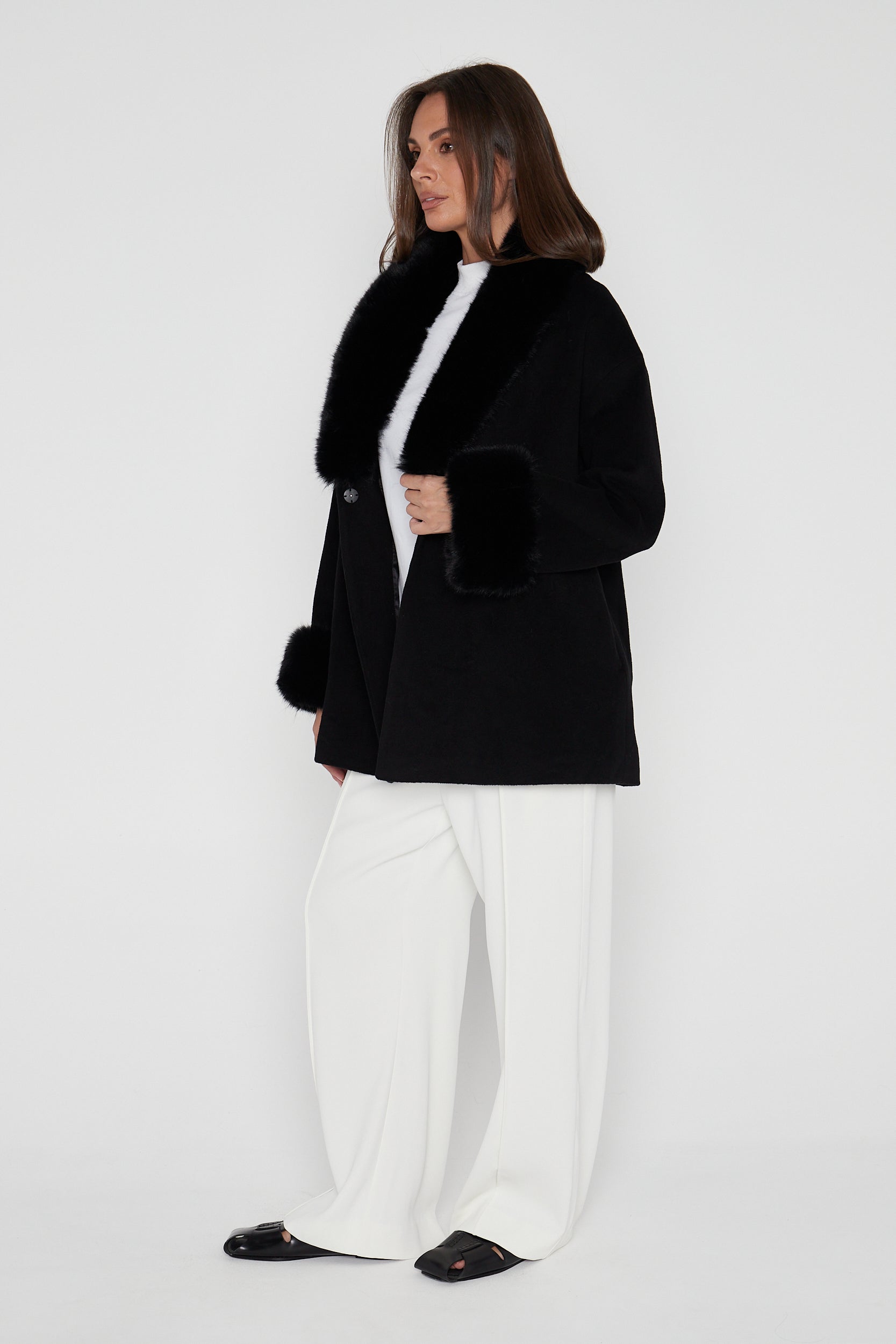 CARLO Faux Coat Black