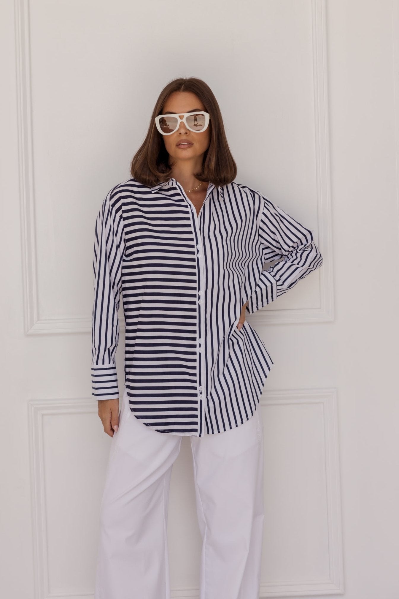 AUSTIN Shirt Mixed Stripe Navy