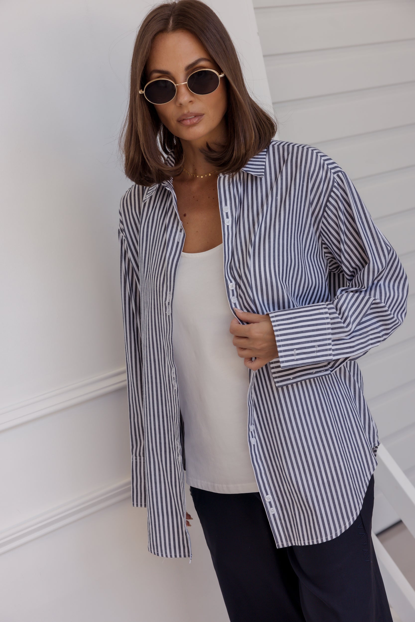 AUSTIN Shirt Navy Stripe