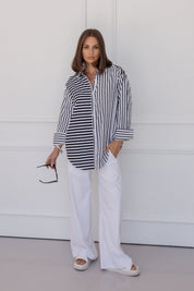 AUSTIN Shirt Mixed Stripe Black