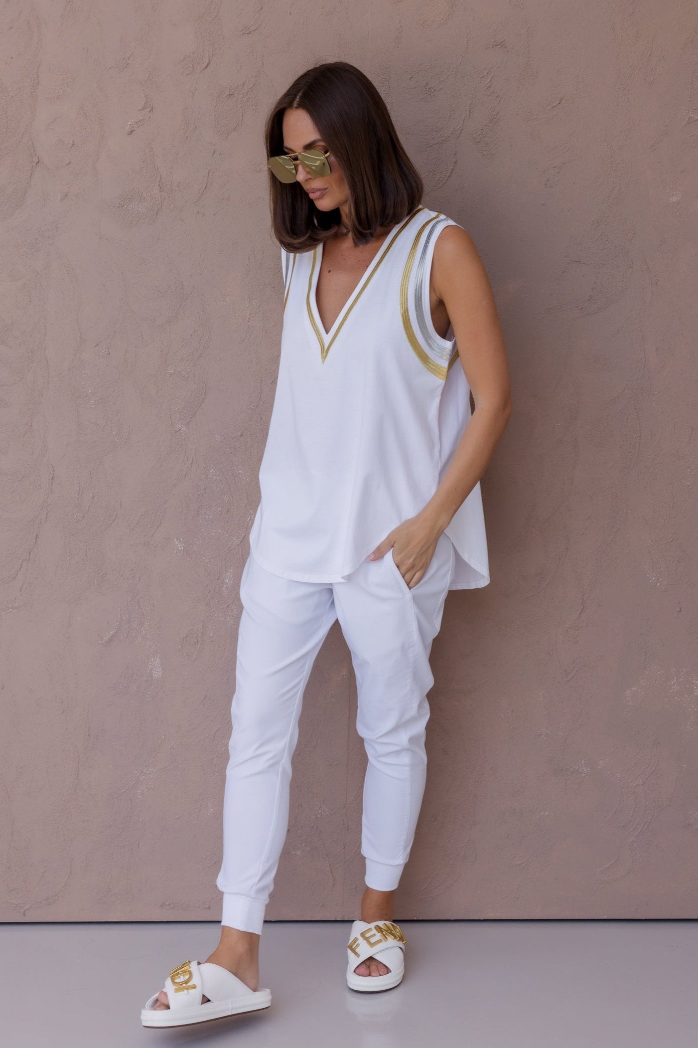 JOBAK Singlet White & Metallic