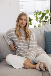 SONNY Knit Jumper Stone Stripe