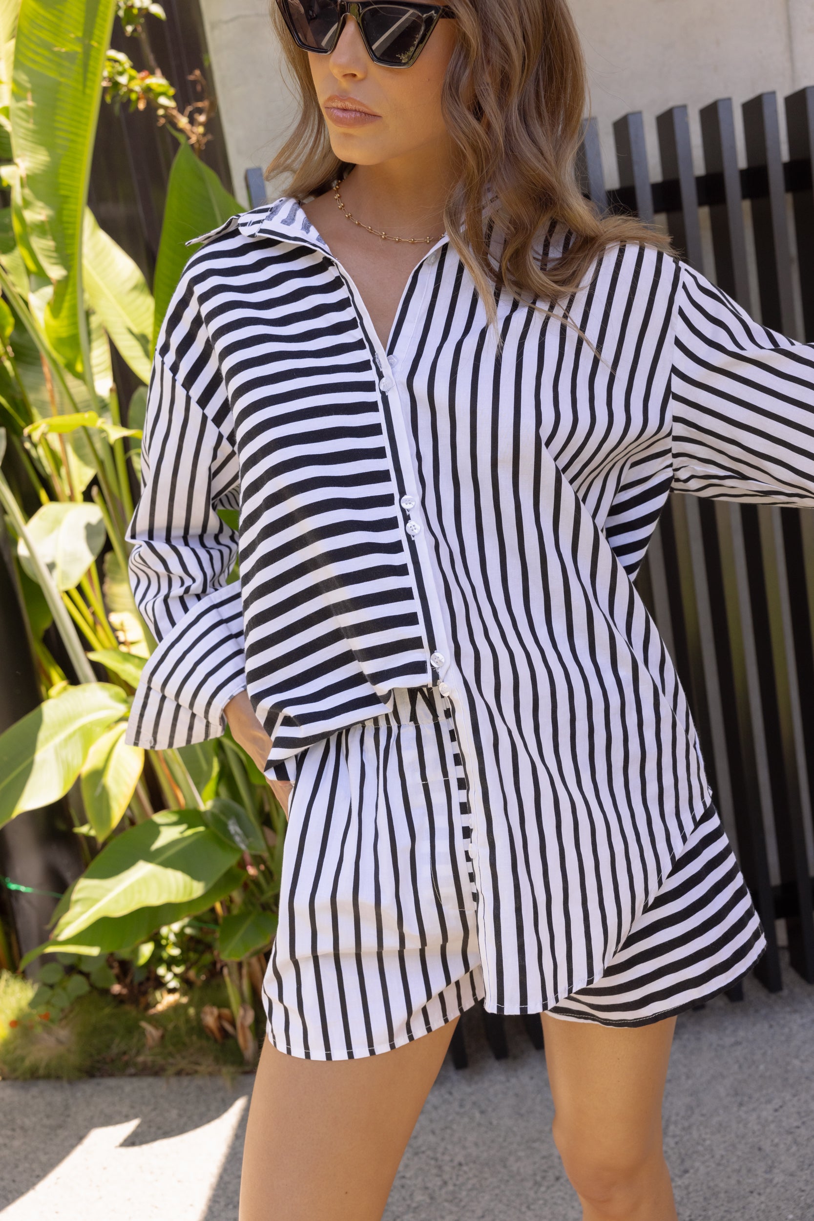 AUSTIN Shirt Mixed Stripe Black