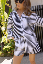 AUSTIN Shirt Mixed Stripe Black