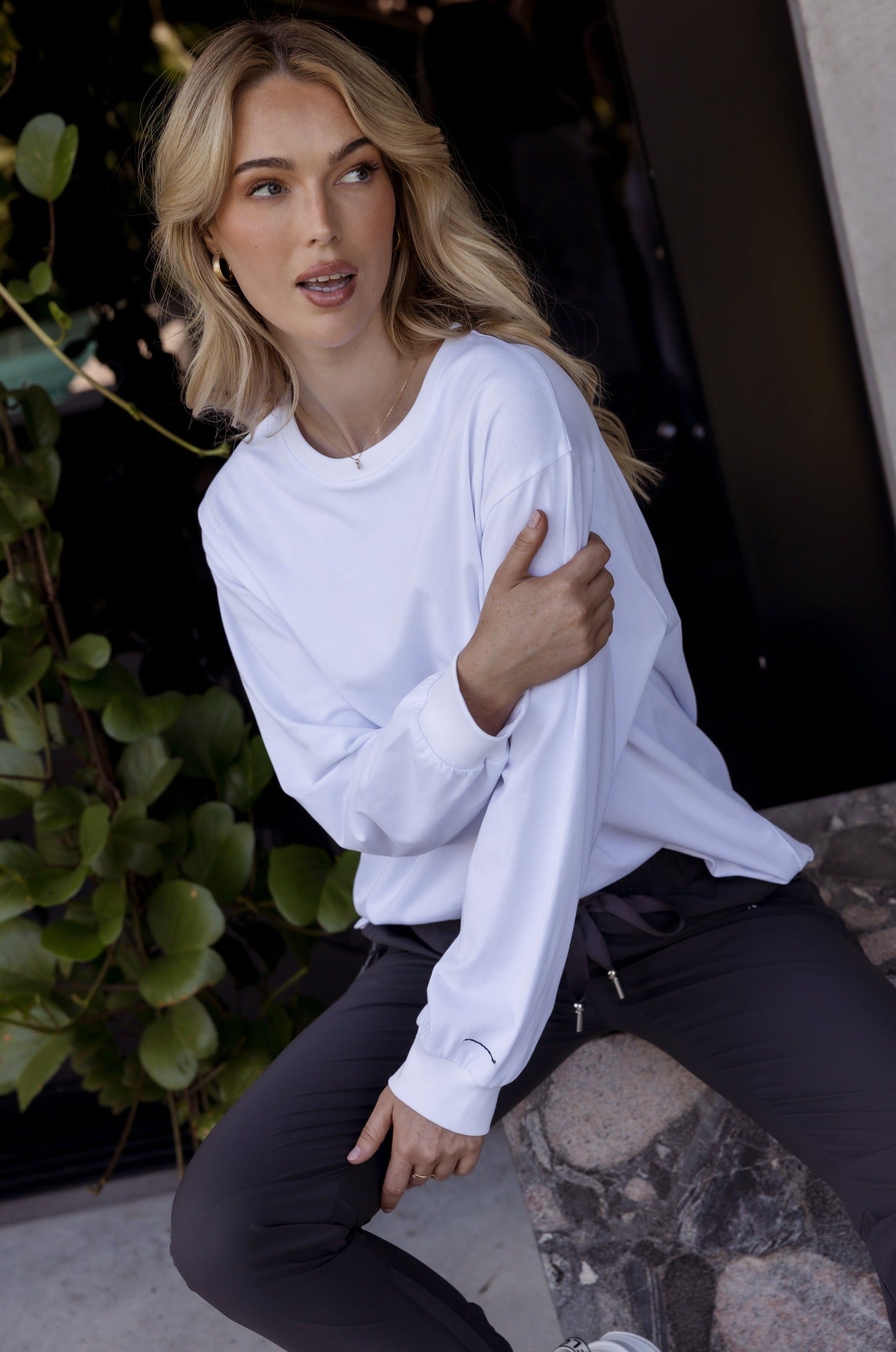 VANDAM Long Sleeve Top White