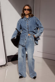 BASEN Shacket Blue Denim