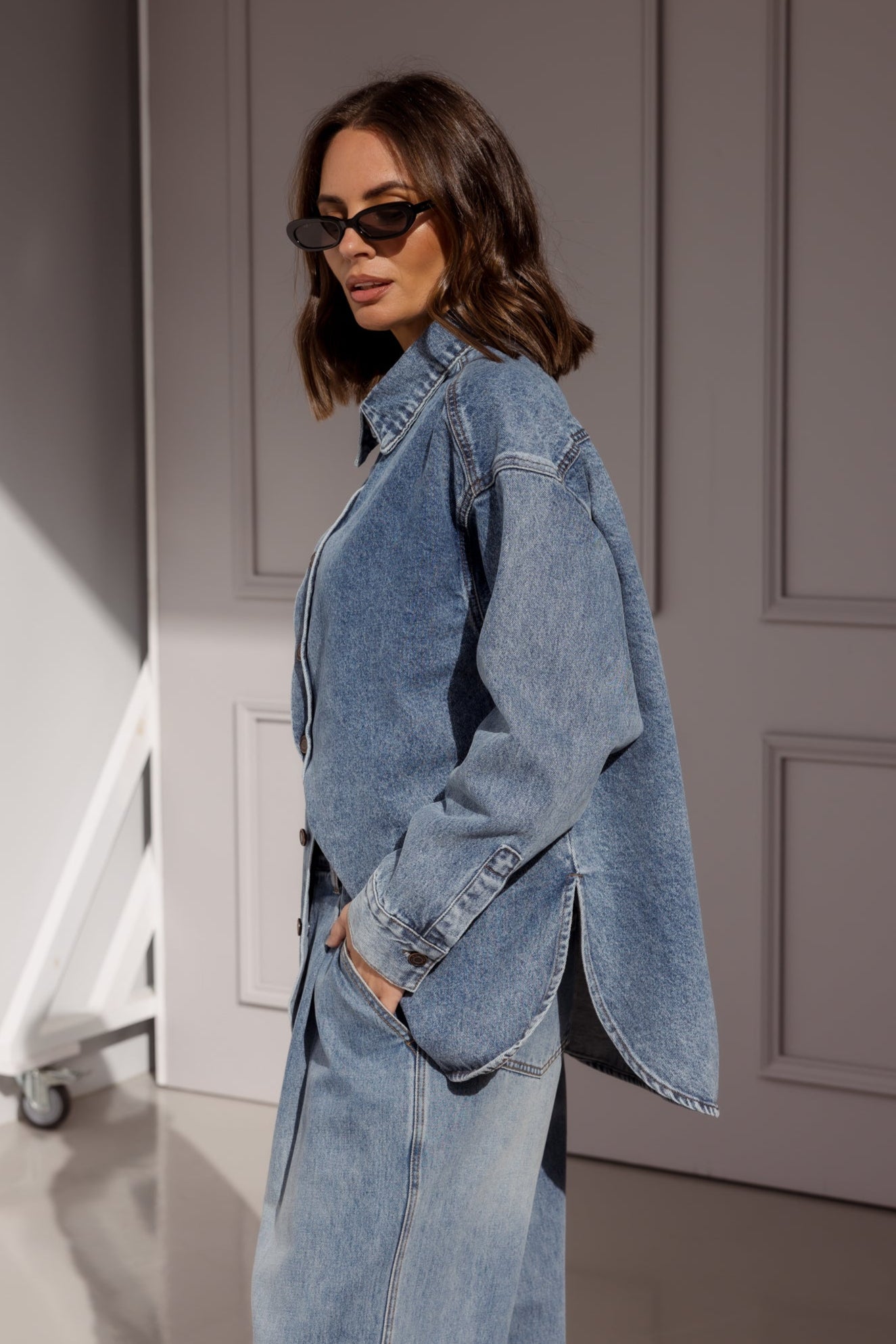 BASEN Shacket Blue Denim