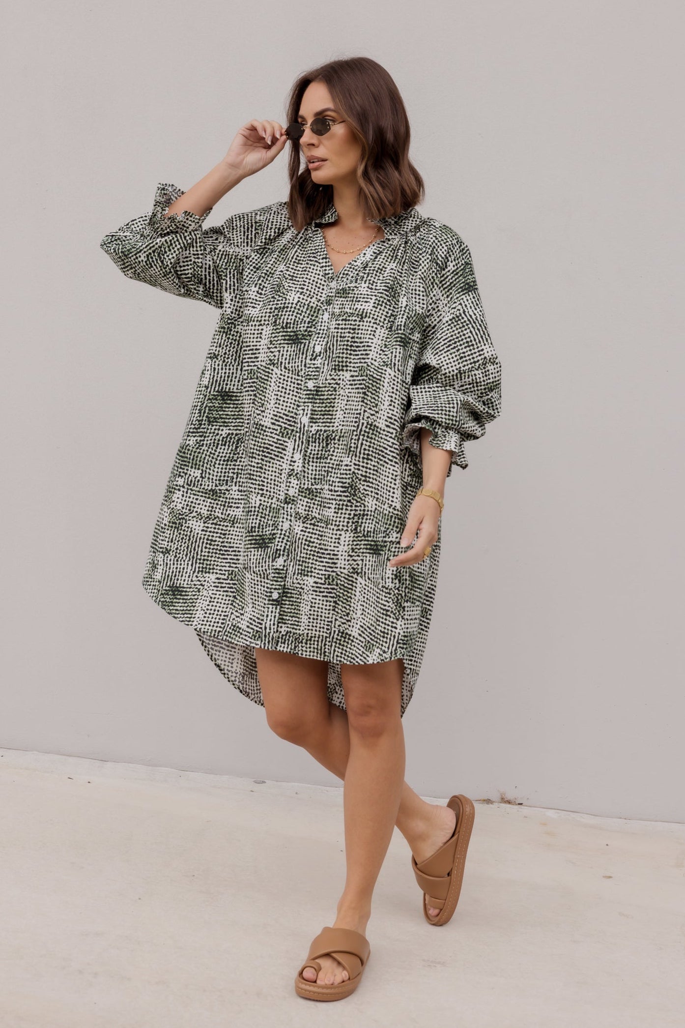 OLLIE Dress Emerald Textured Print