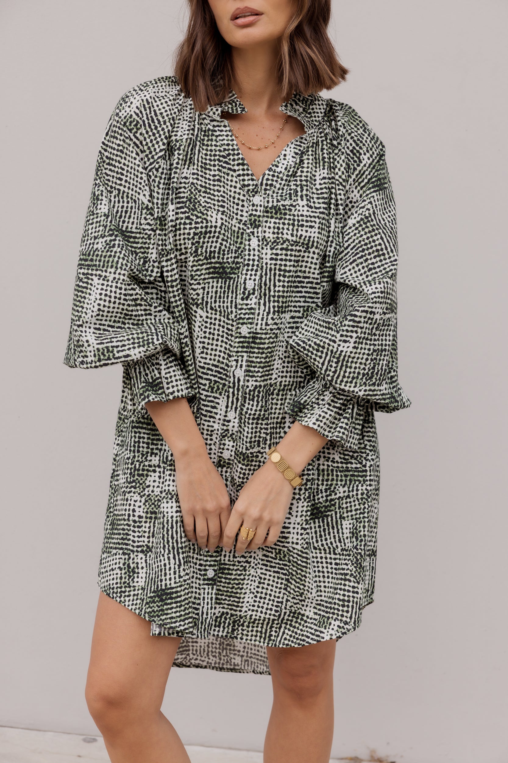 OLLIE Dress Emerald Textured Print