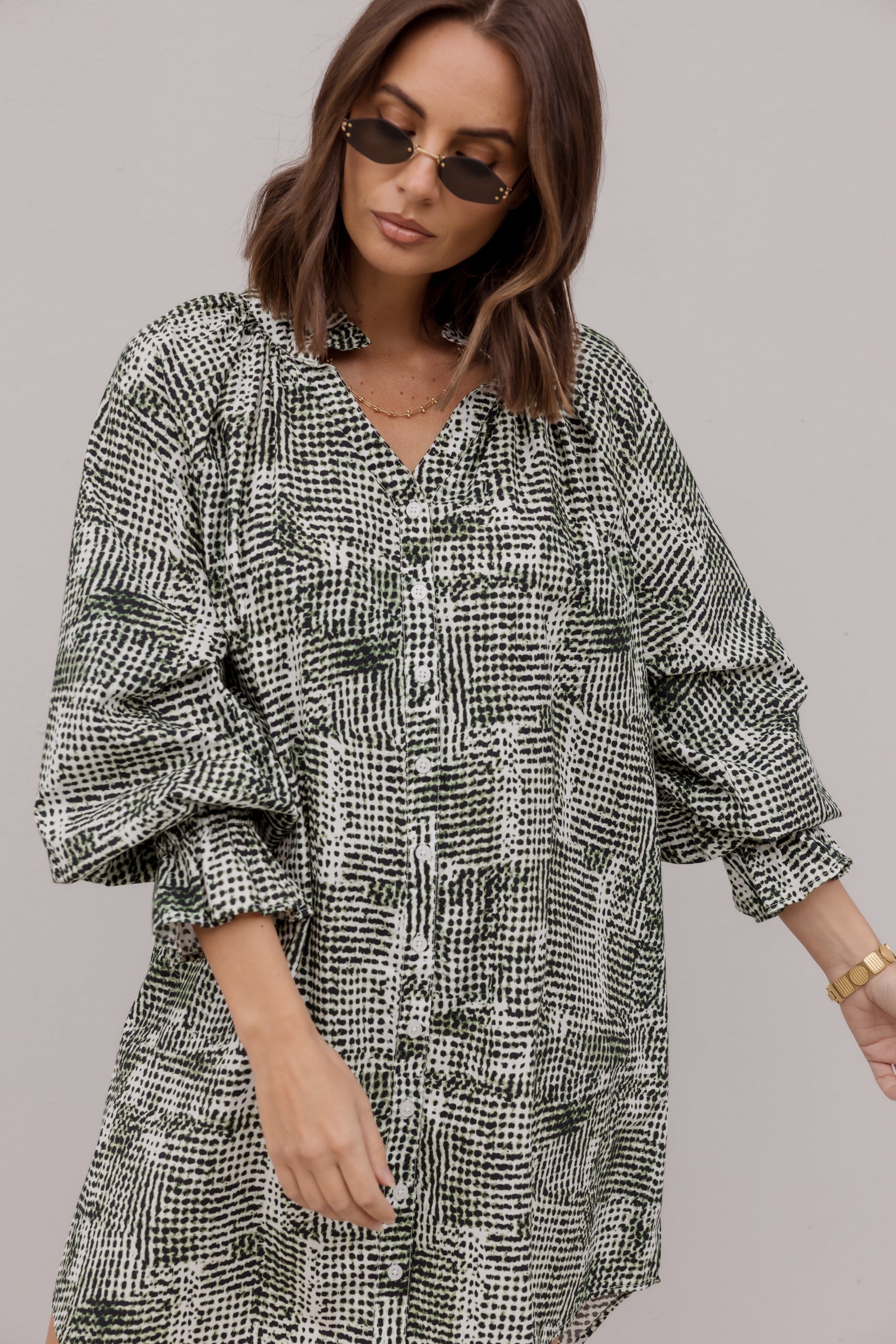 OLLIE Dress Emerald Textured Print