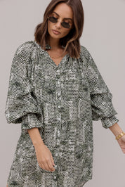 OLLIE Dress Emerald Textured Print