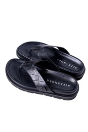 Leather Thong Black Croc