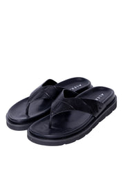 Leather Thong Black Croc