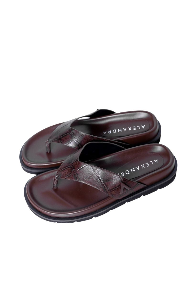 Leather Thong Chocolate Croc