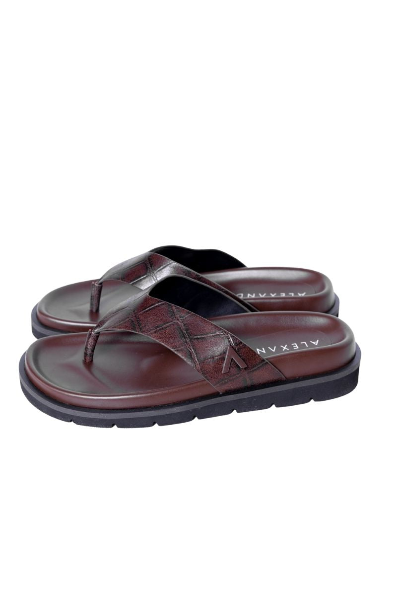 Leather Thong Chocolate Croc