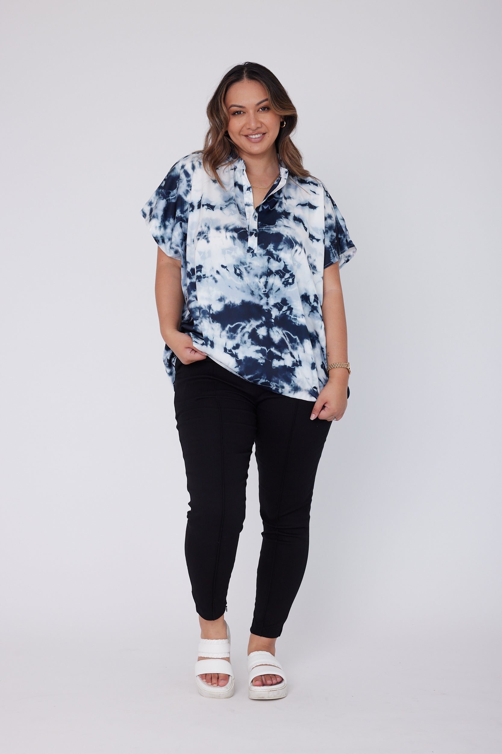 CHICAGO Blouse Navy & White
