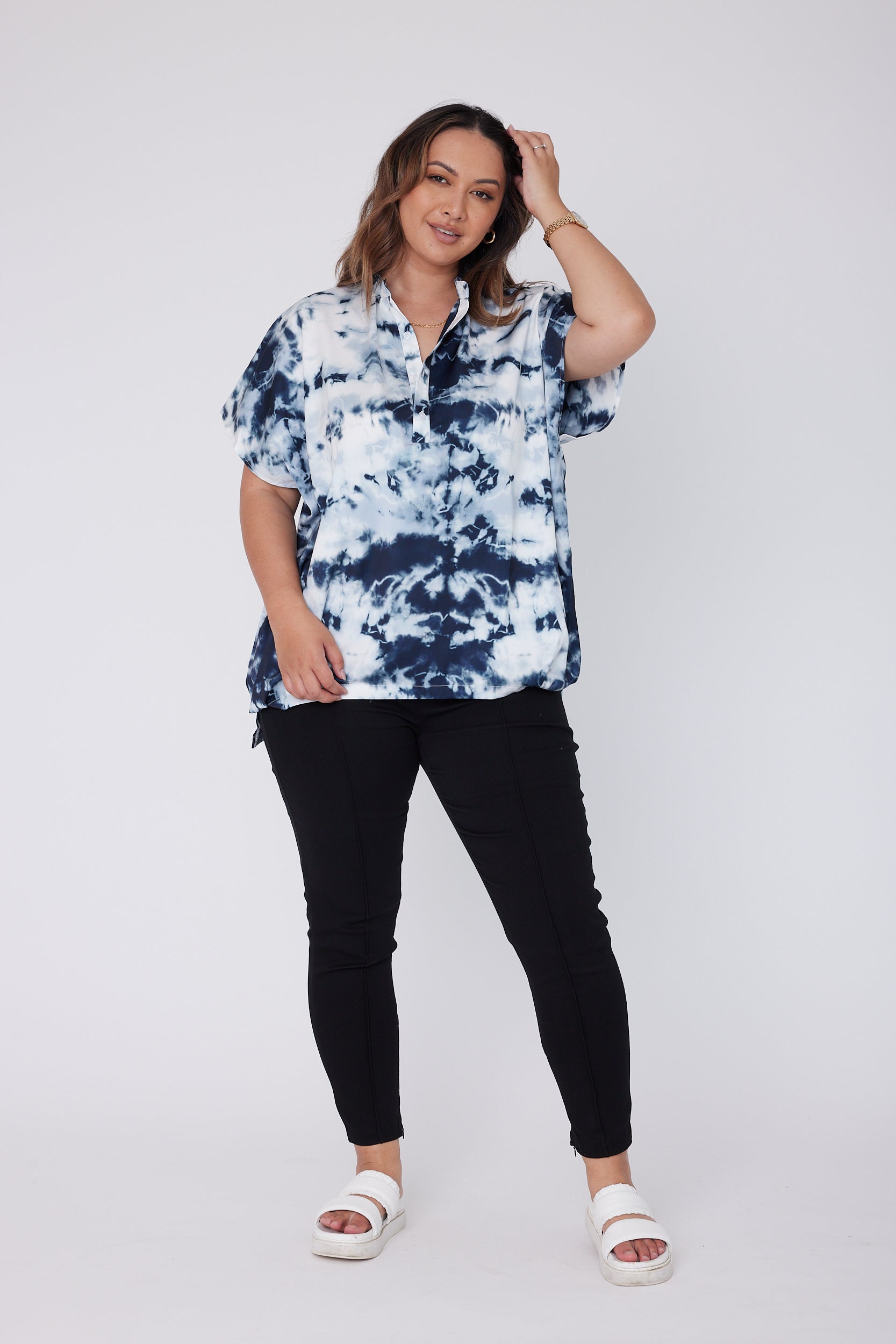 CHICAGO Blouse Navy & White