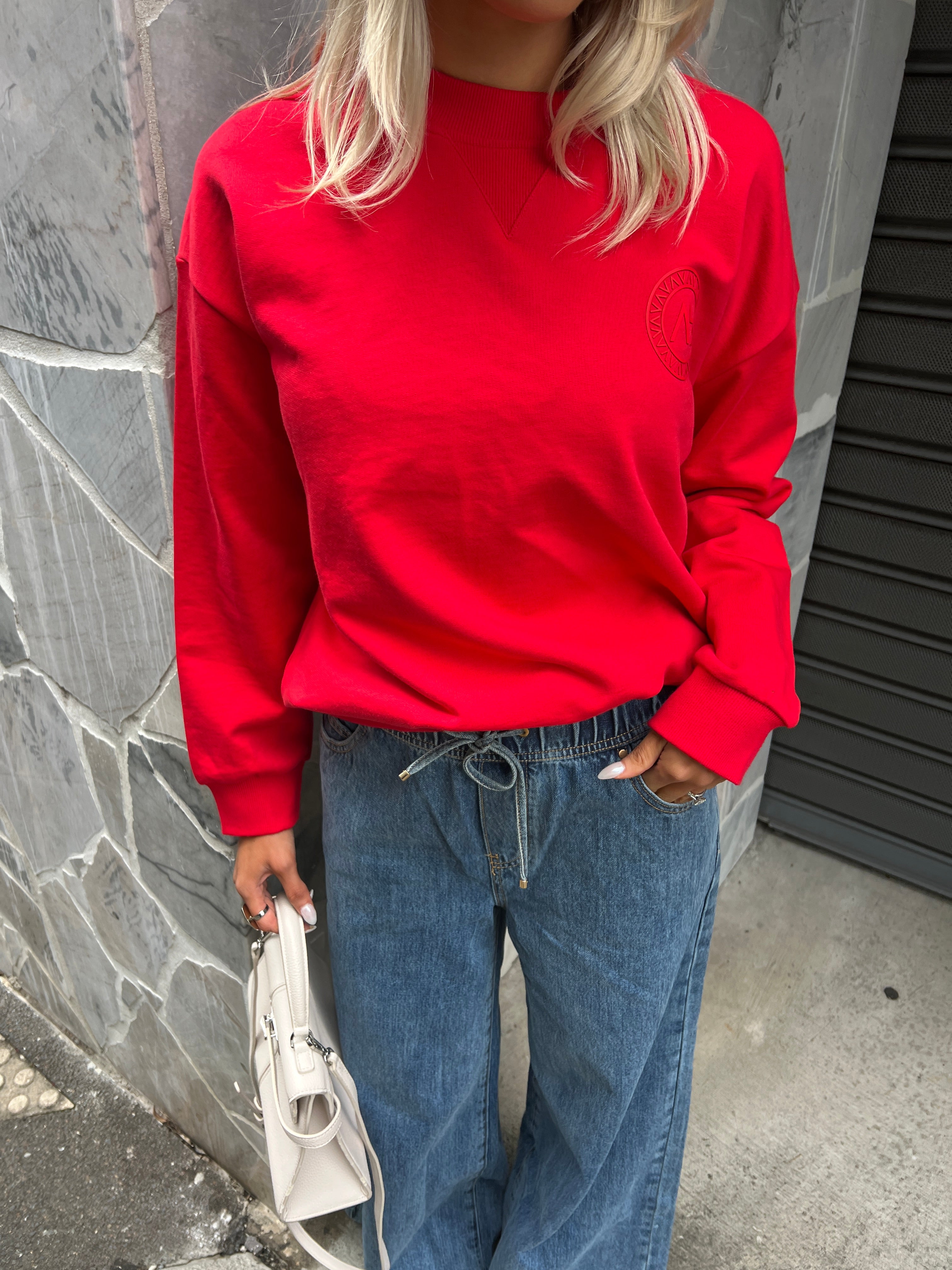 ONDA Jumper in Red, oversized cotton jumper by Alexandra Australia