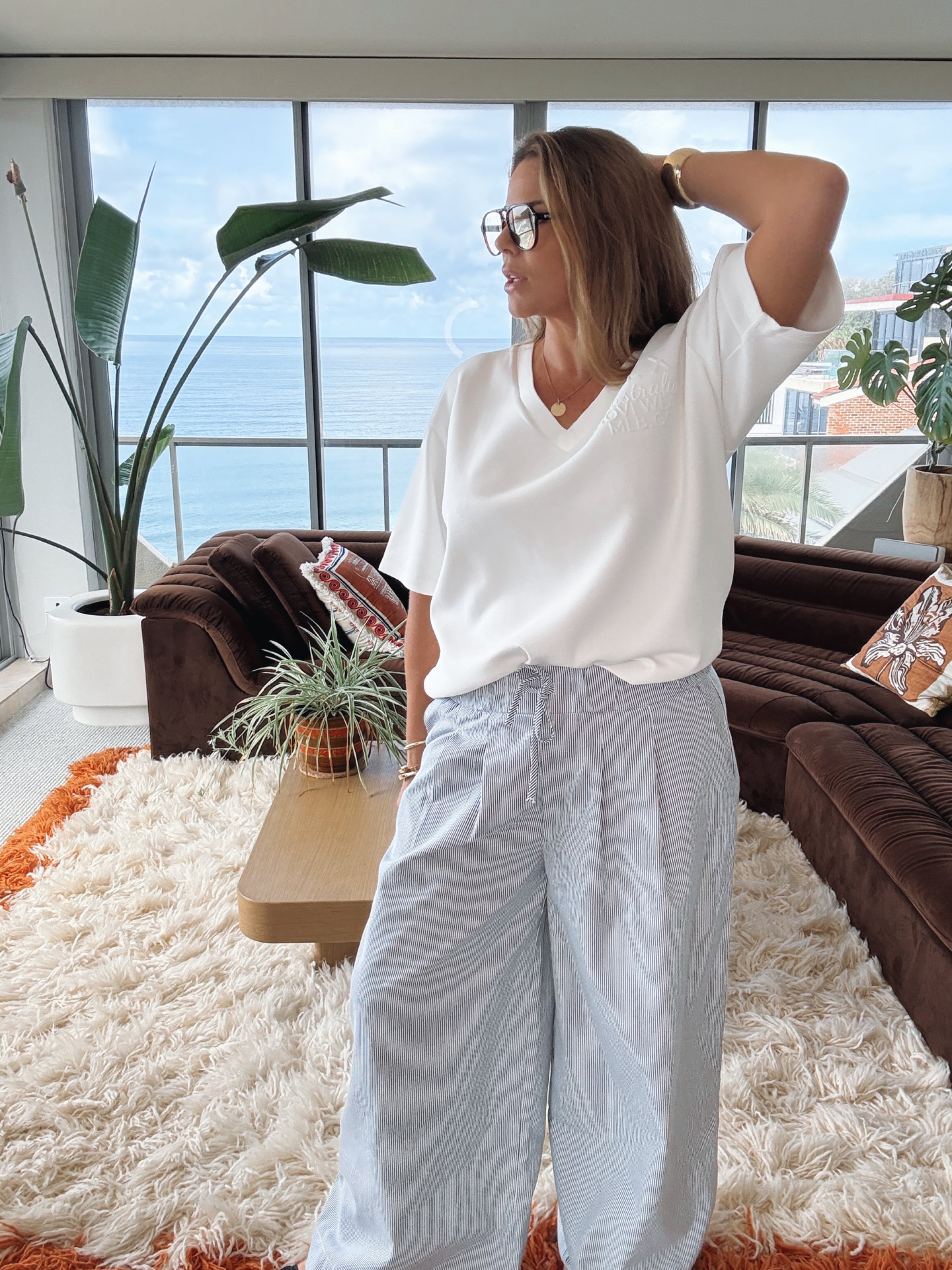 TERI Pants Navy Stripe