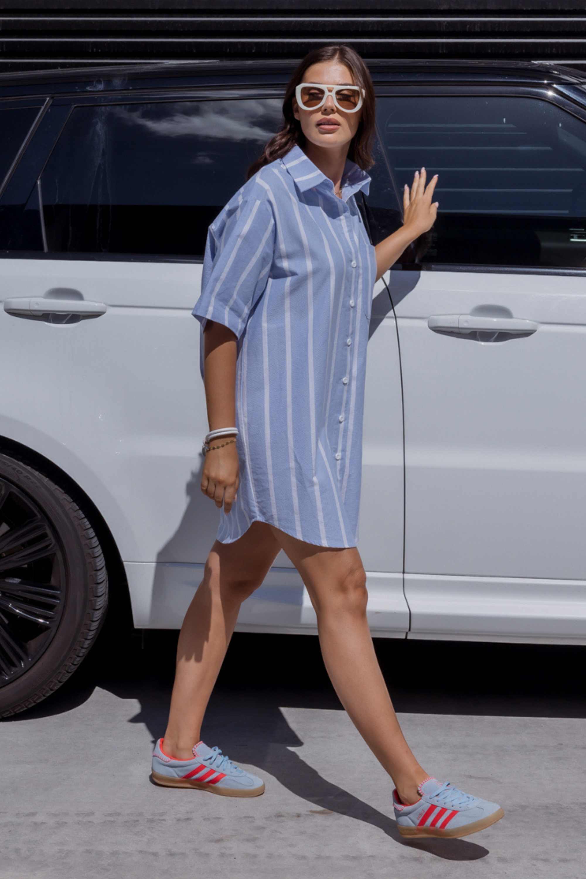 APEX Dress Chambray Blue Stripe