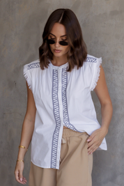 ROMAN Top White/Navy