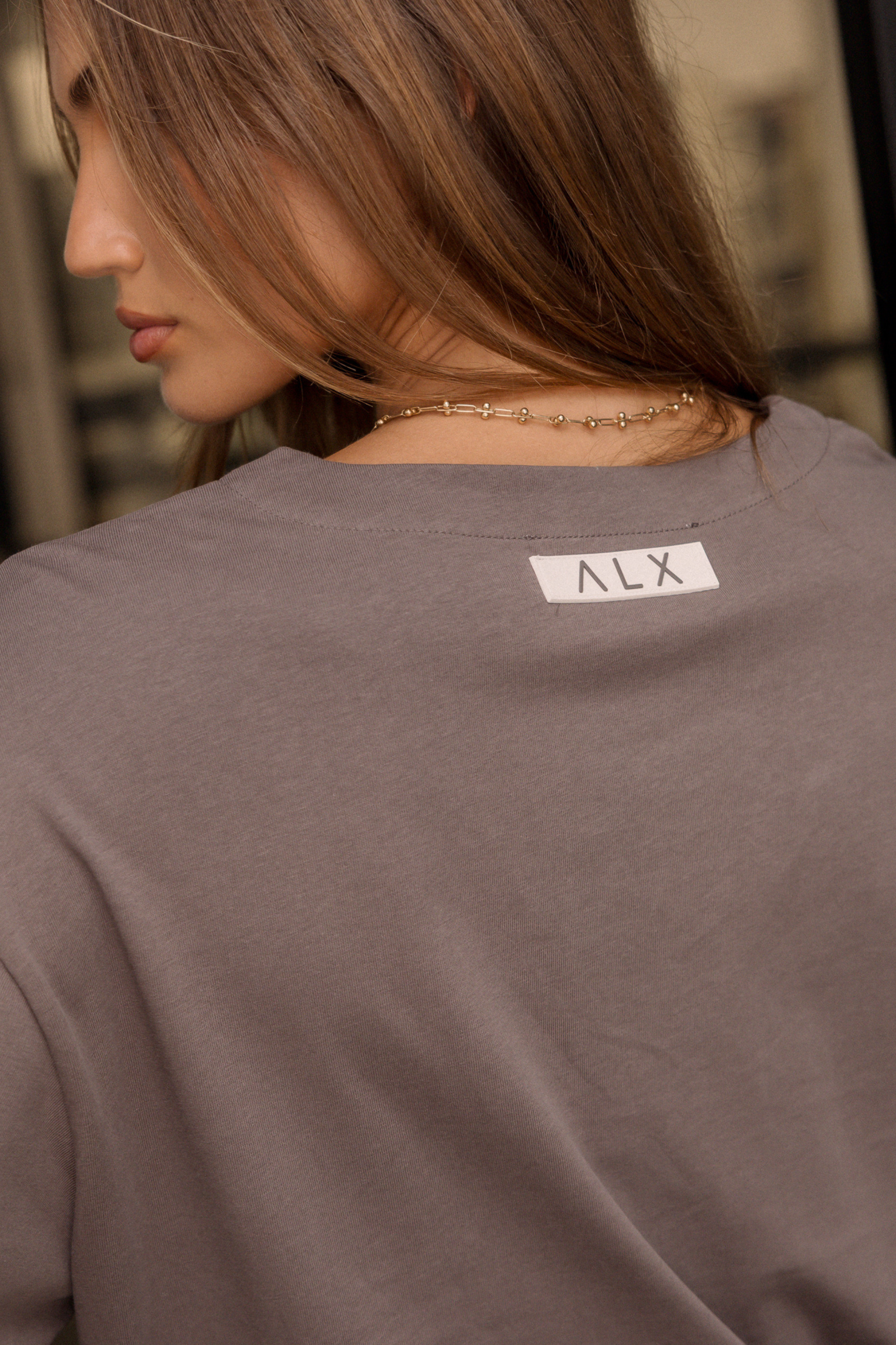 NIX V Long Sleeve Top Taupe Brown