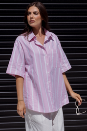 ROGUE Shirt Pink Chambray Stripe