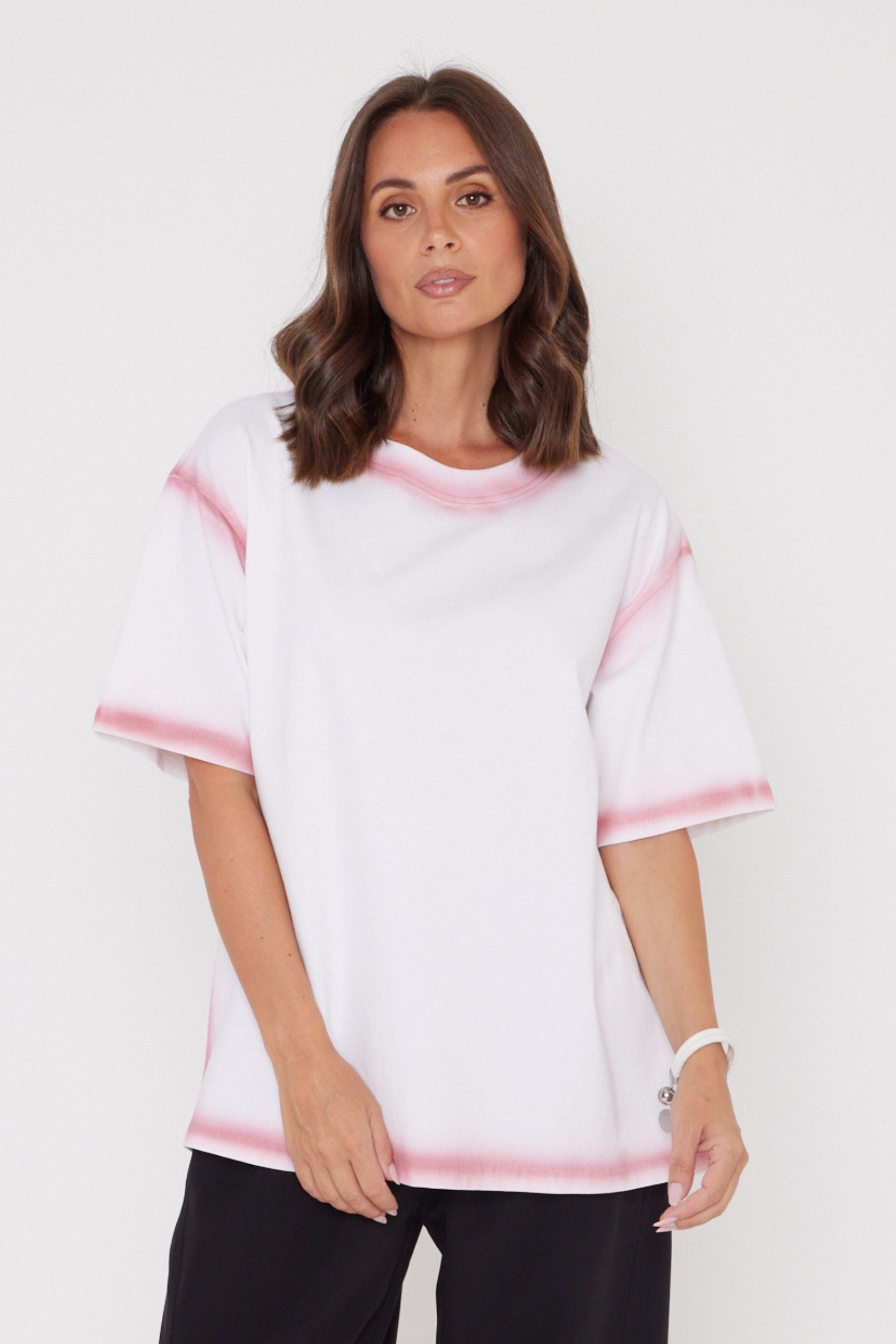 SPRAY T-Shirt White/Dusty Pink