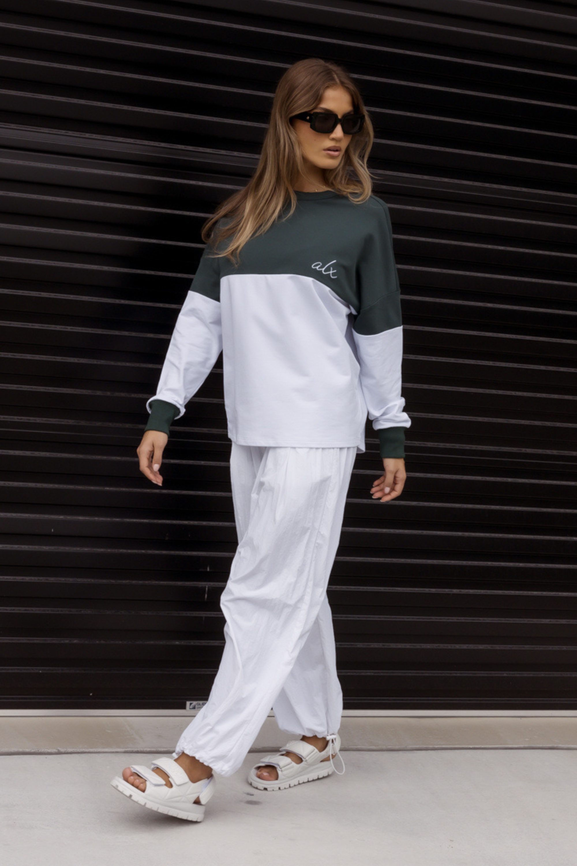 SIA Long Sleeve Top White/Green