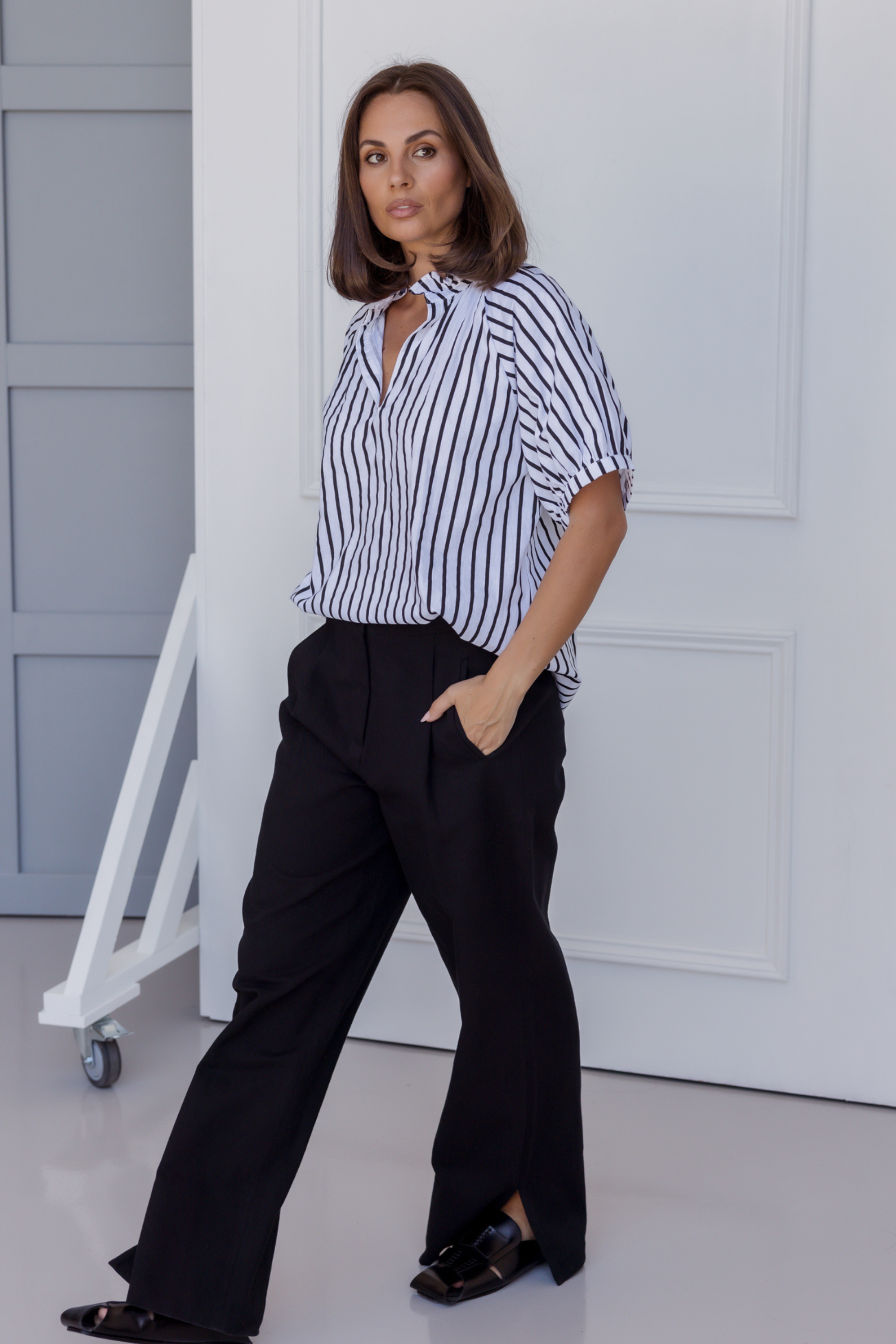 PRESTO Blouse Black Wide Stripe