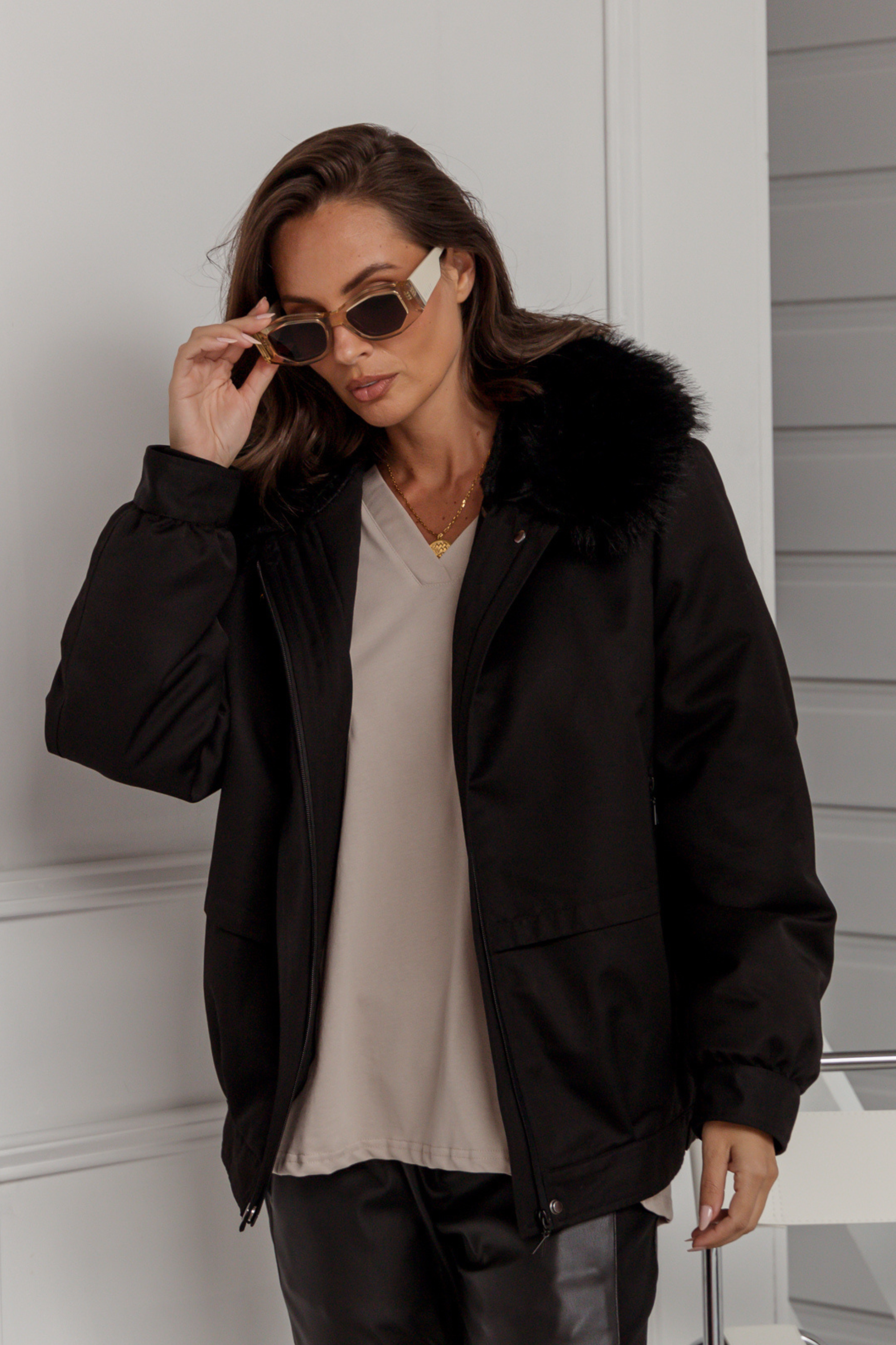 LENNOX Faux Jacket Black
