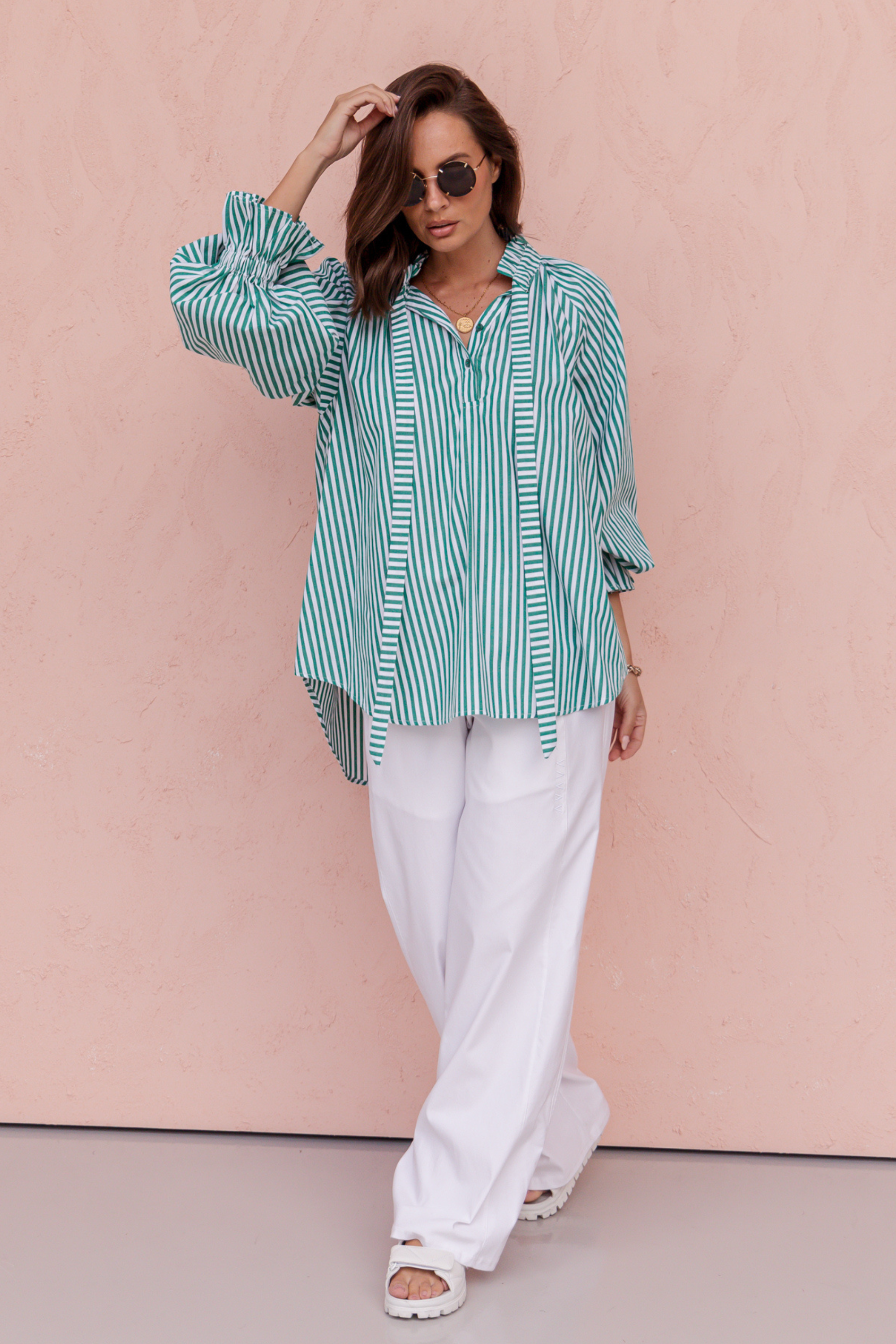 DANILL Blouse Green Stripe