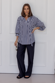 DANILL Blouse Navy Thick Stripe
