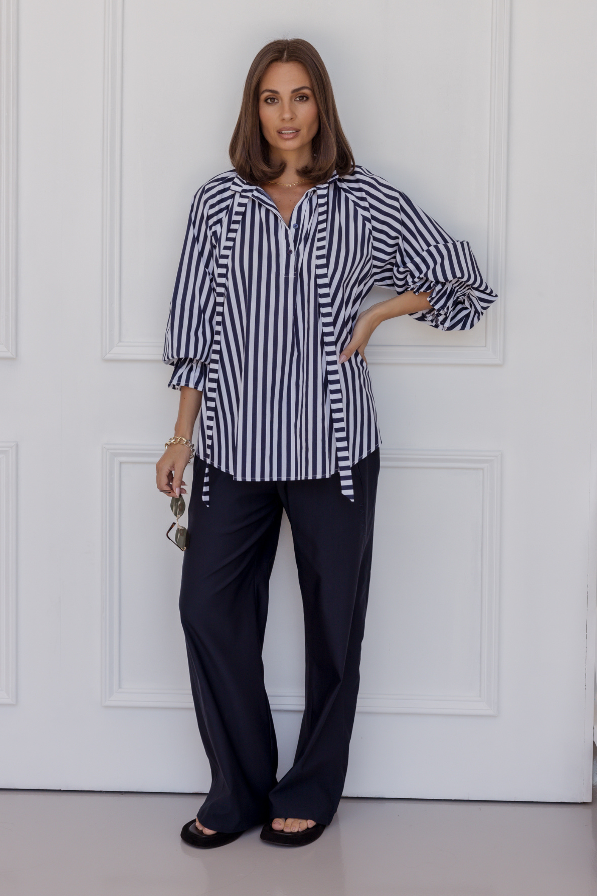 DANILL Blouse Navy Thick Stripe