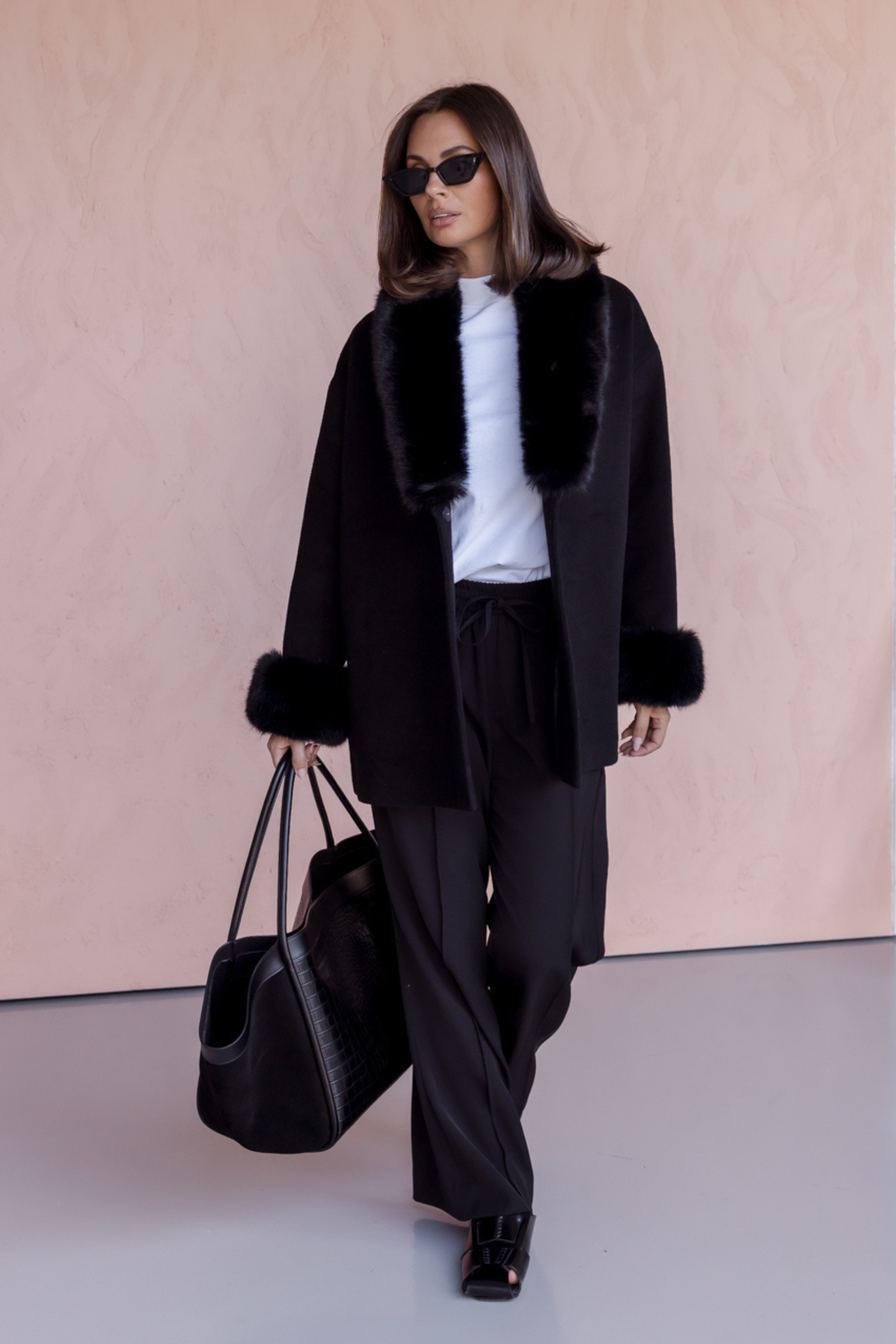 CARLO Faux Coat Black