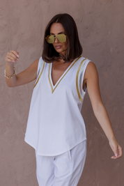 JOBAK Singlet White & Metallic